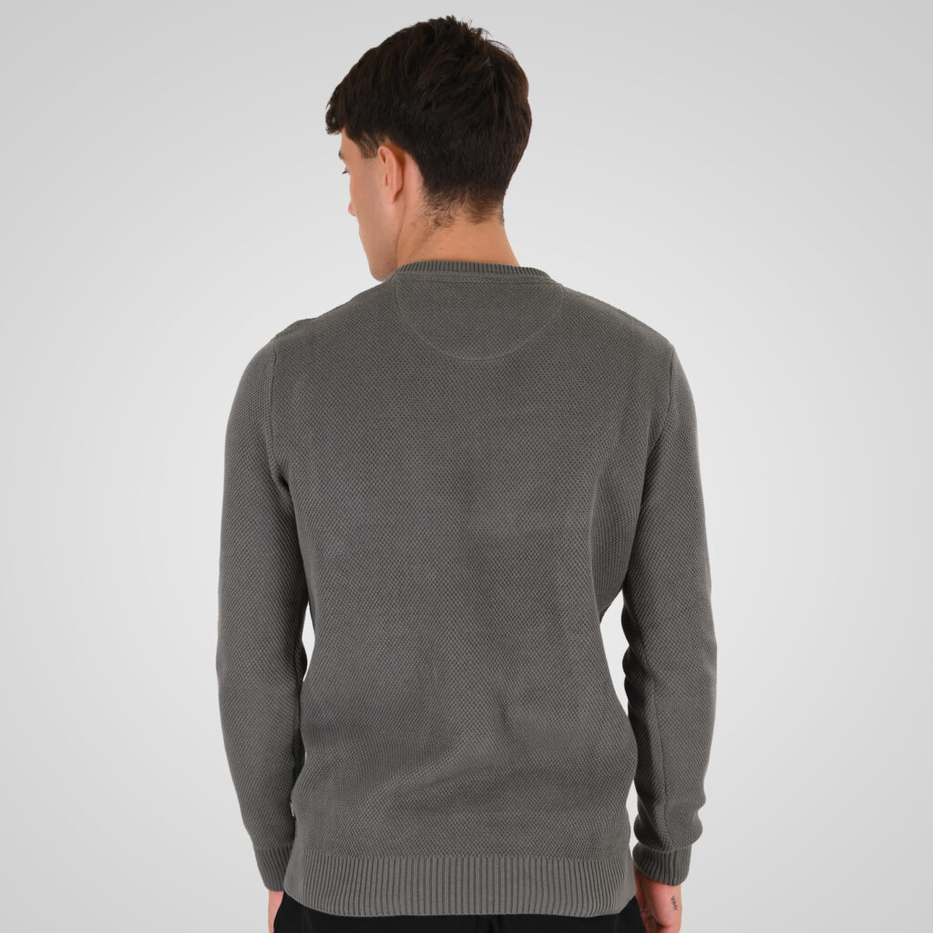 262RKNIT-8050 KNITS CREWNECK WITH DENSE EMBROIDERY KHAKI MELANGE
