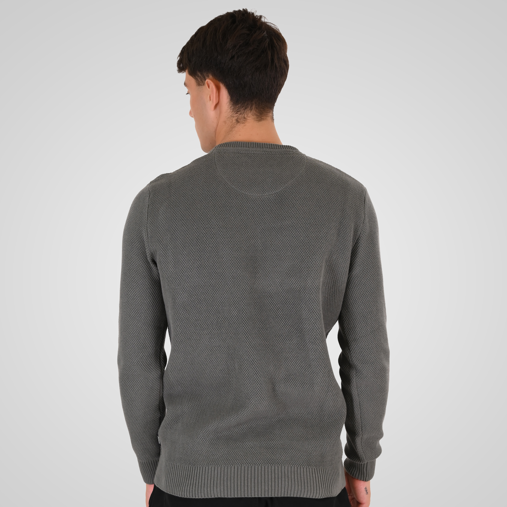 262RKNIT-8050 KNITS CREWNECK WITH DENSE EMBROIDERY KHAKI MELANGE - Image 4