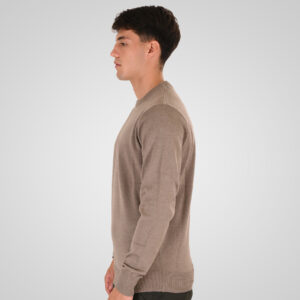 262RKNIT-8050 KNITS CREWNECK WITH DENSE EMBROIDERY MD BEIGE MELANGE - Image 3