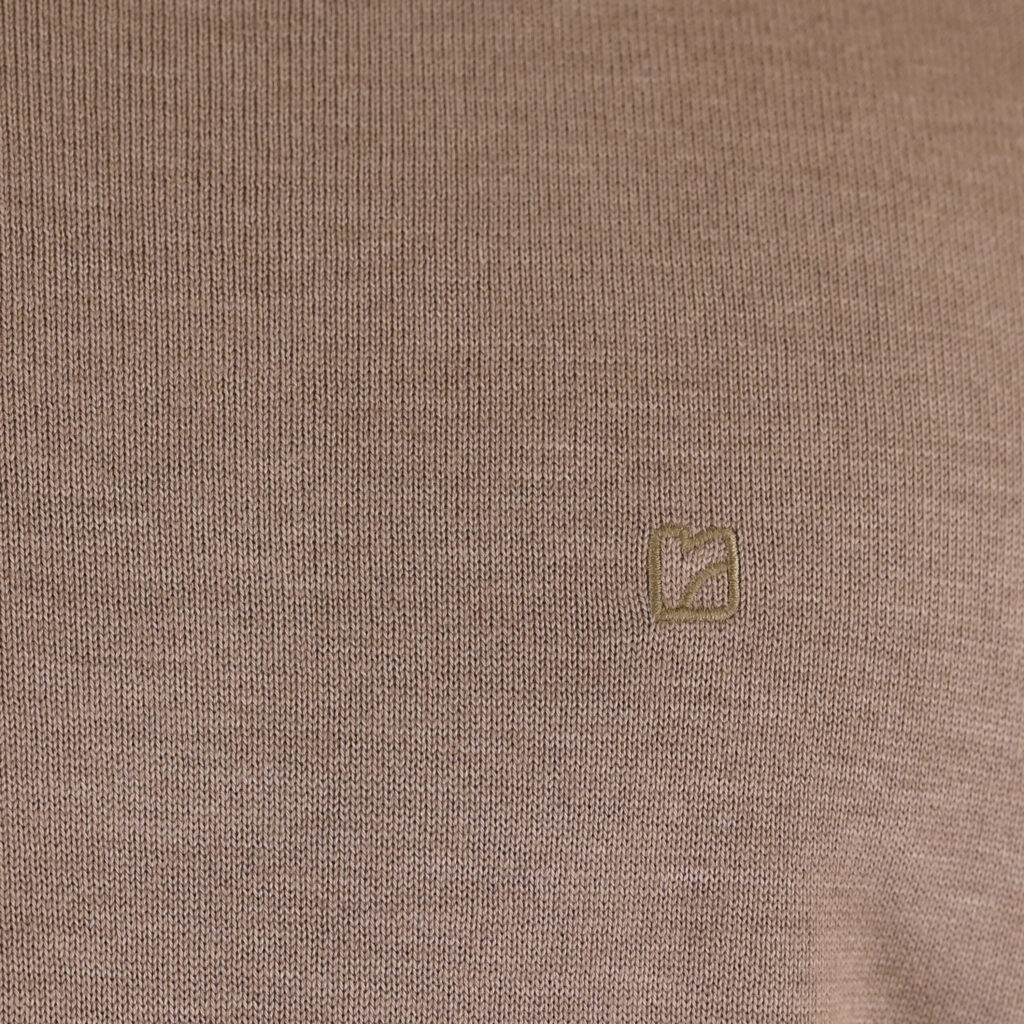 262RKNIT-8050 KNITS CREWNECK WITH DENSE EMBROIDERY MD BEIGE MELANGE