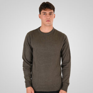 262RKNIT-8050 KNITS CREWNECK WITH DENSE EMBROIDERY MOSS GREEN MELANGE