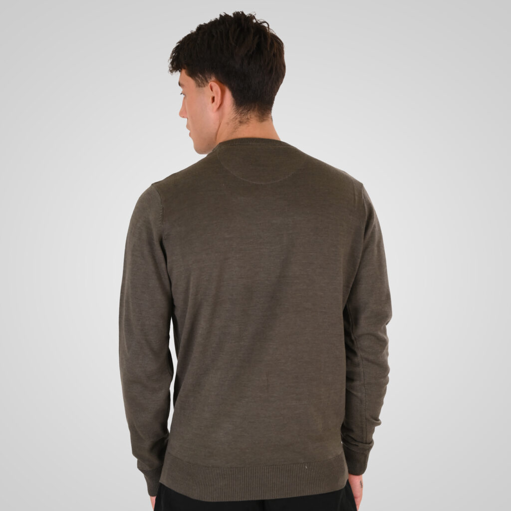 262RKNIT-8050 KNITS CREWNECK WITH DENSE EMBROIDERY MOSS GREEN MELANGE