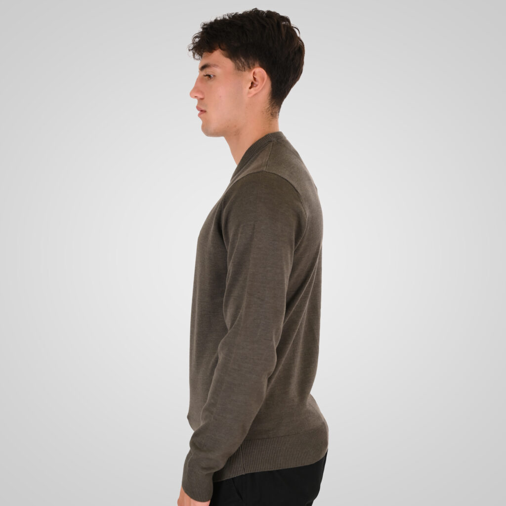 262RKNIT-8050 KNITS CREWNECK WITH DENSE EMBROIDERY MOSS GREEN MELANGE