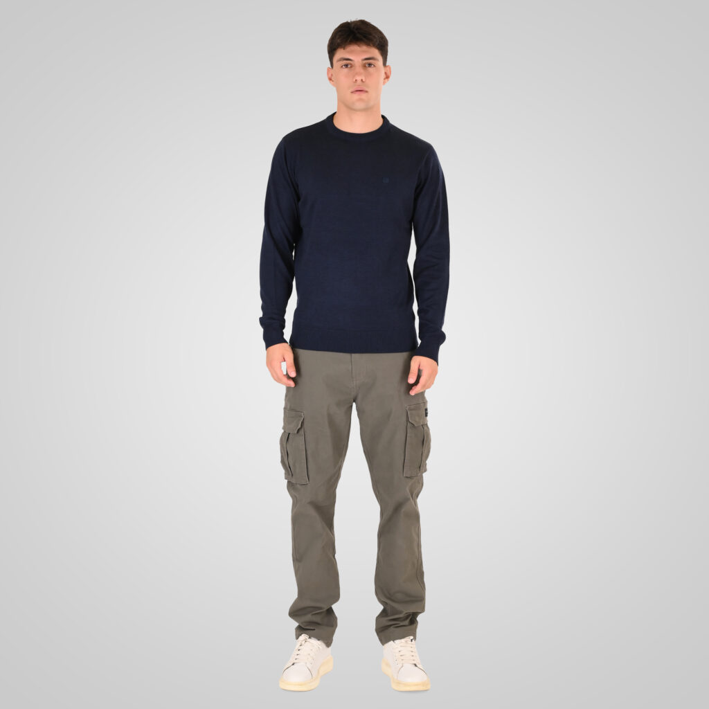 262RKNIT-8050 KNITS CREWNECK WITH DENSE EMBROIDERY NAVY MELANGE