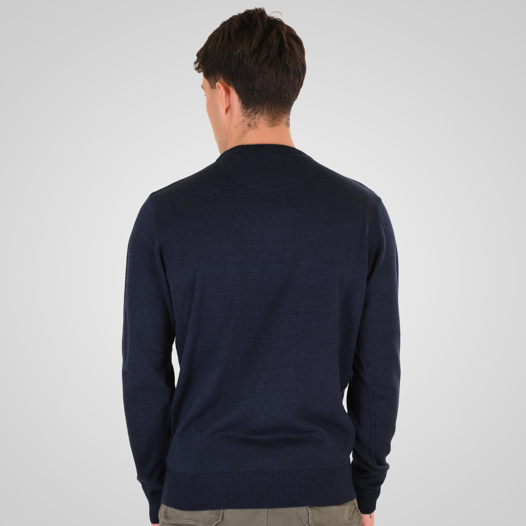 262RKNIT-8050 KNITS CREWNECK WITH DENSE EMBROIDERY NAVY MELANGE - Image 4