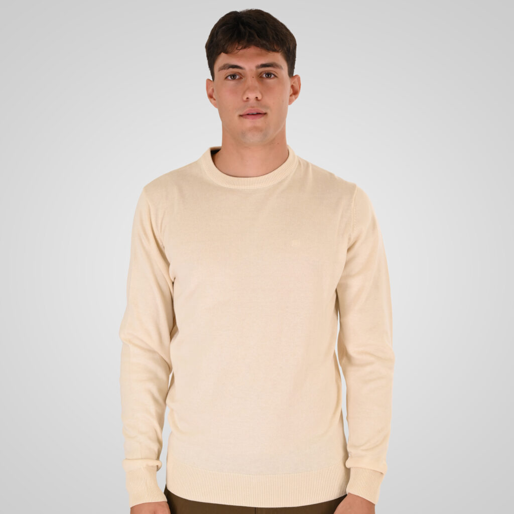 262RKNIT-8050 KNITS CREWNECK WITH DENSE EMBROIDERY OFF WHITE MELANGE