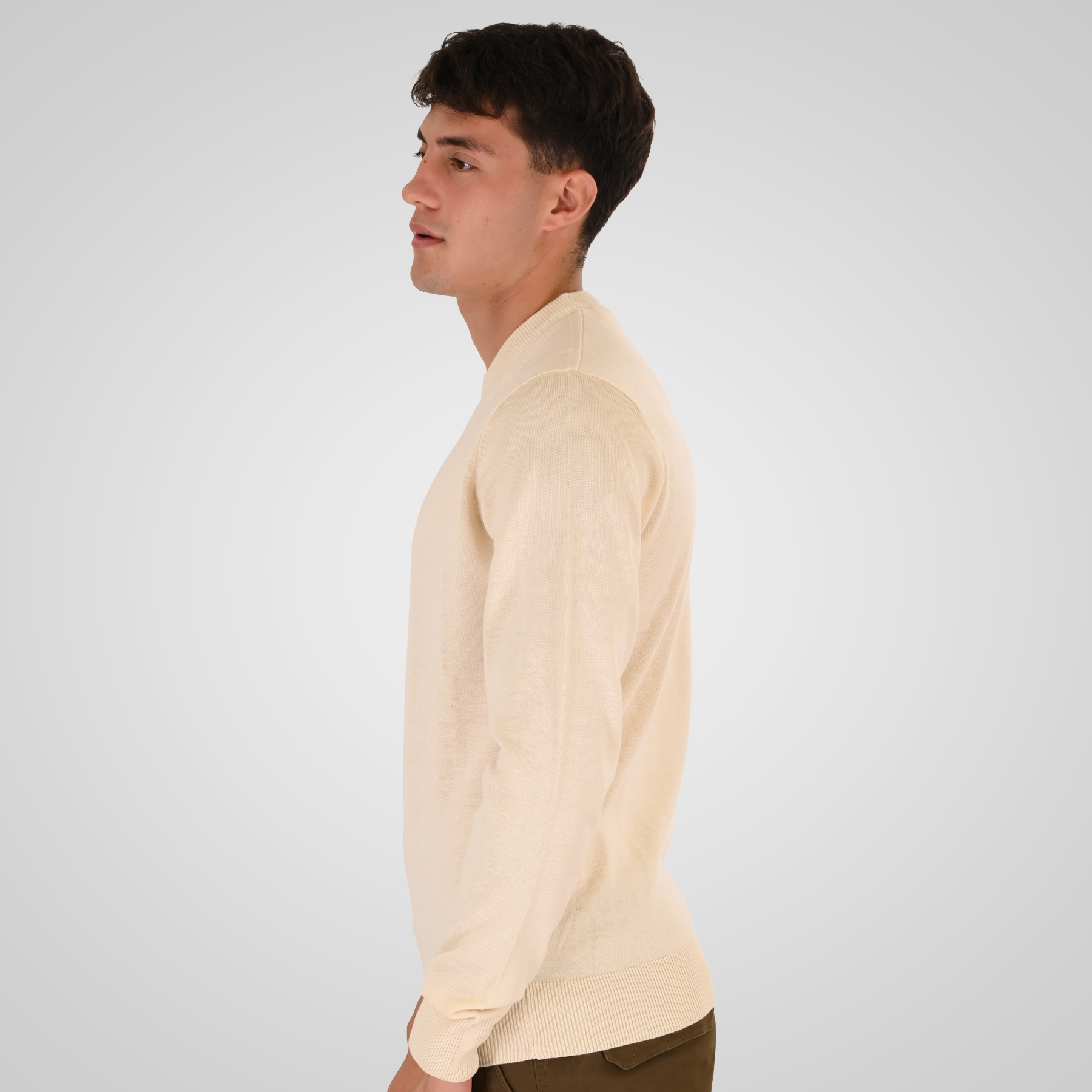262RKNIT-8050 KNITS CREWNECK WITH DENSE EMBROIDERY OFF WHITE MELANGE - Image 3