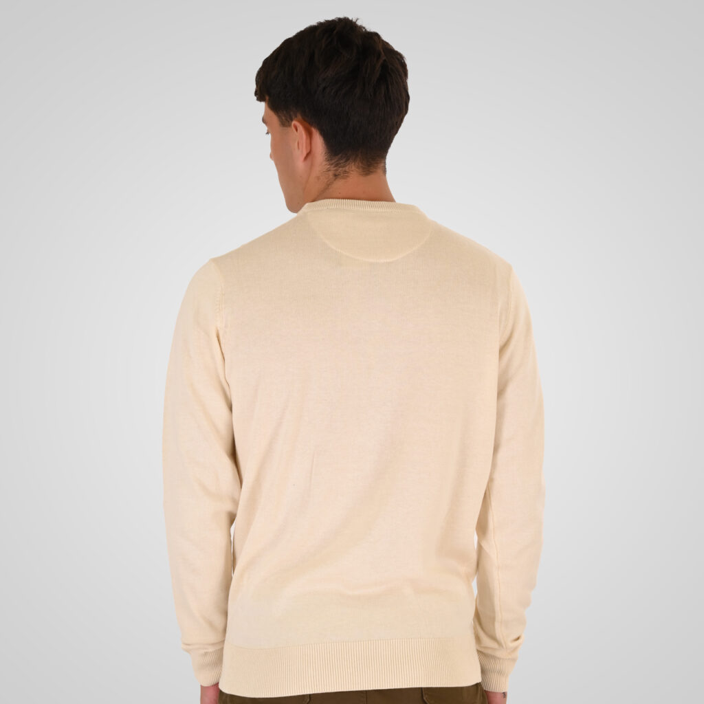 262RKNIT-8050 KNITS CREWNECK WITH DENSE EMBROIDERY OFF WHITE MELANGE