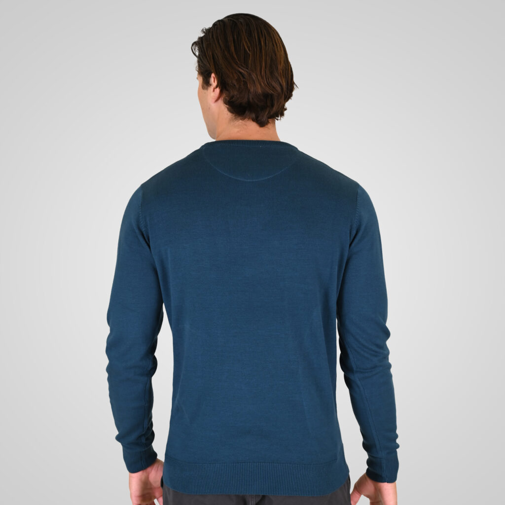 262RKNIT-8050 KNITS CREWNECK WITH DENSE EMBROIDERY PETROL MELANGE