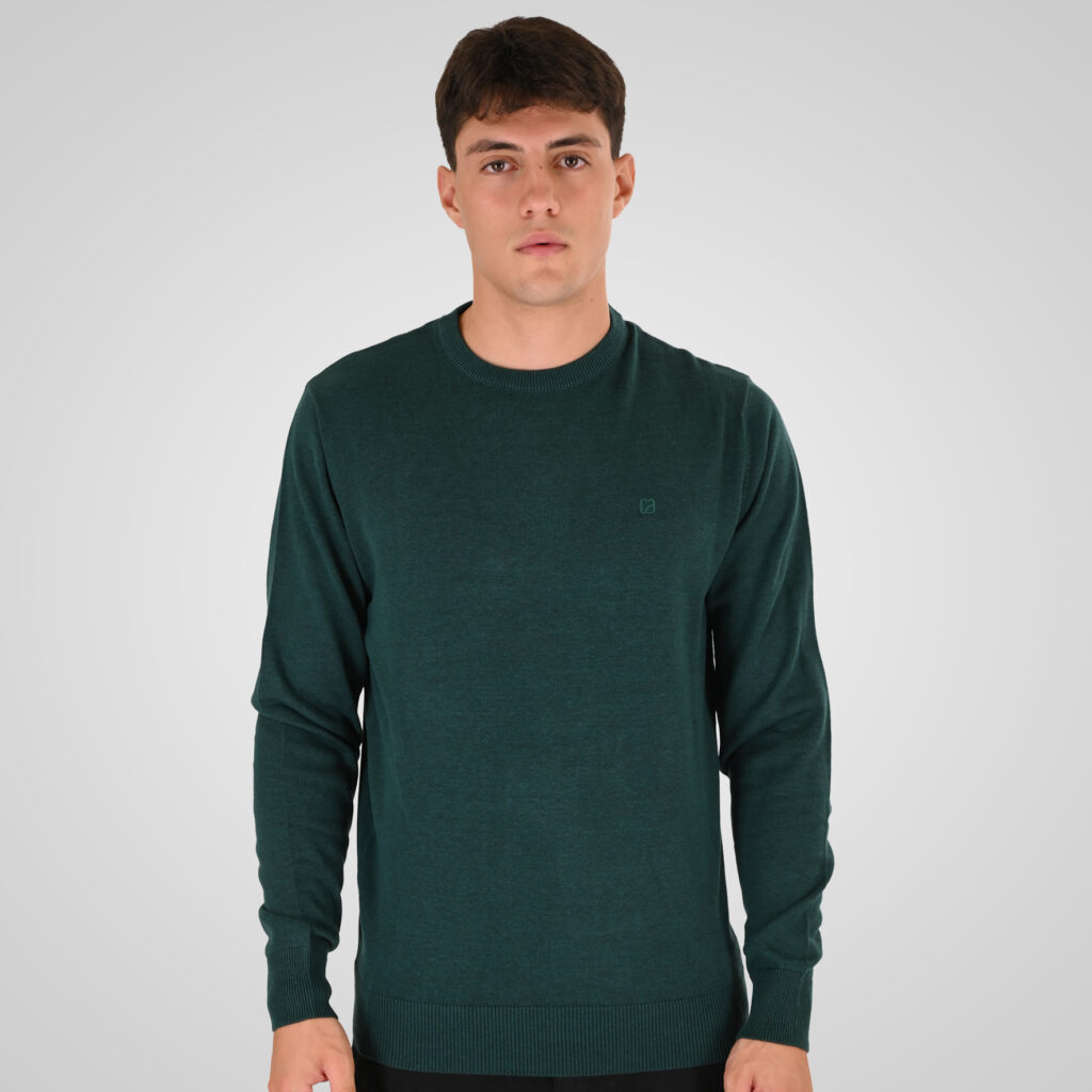 262RKNIT-8050 KNITS CREWNECK WITH DENSE EMBROIDERY PINE MELANGE