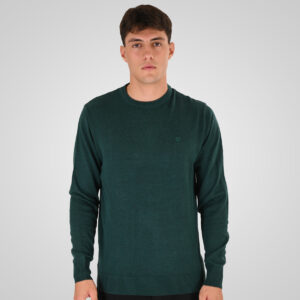 262RKNIT-8050 KNITS CREWNECK WITH DENSE EMBROIDERY PINE MELANGE