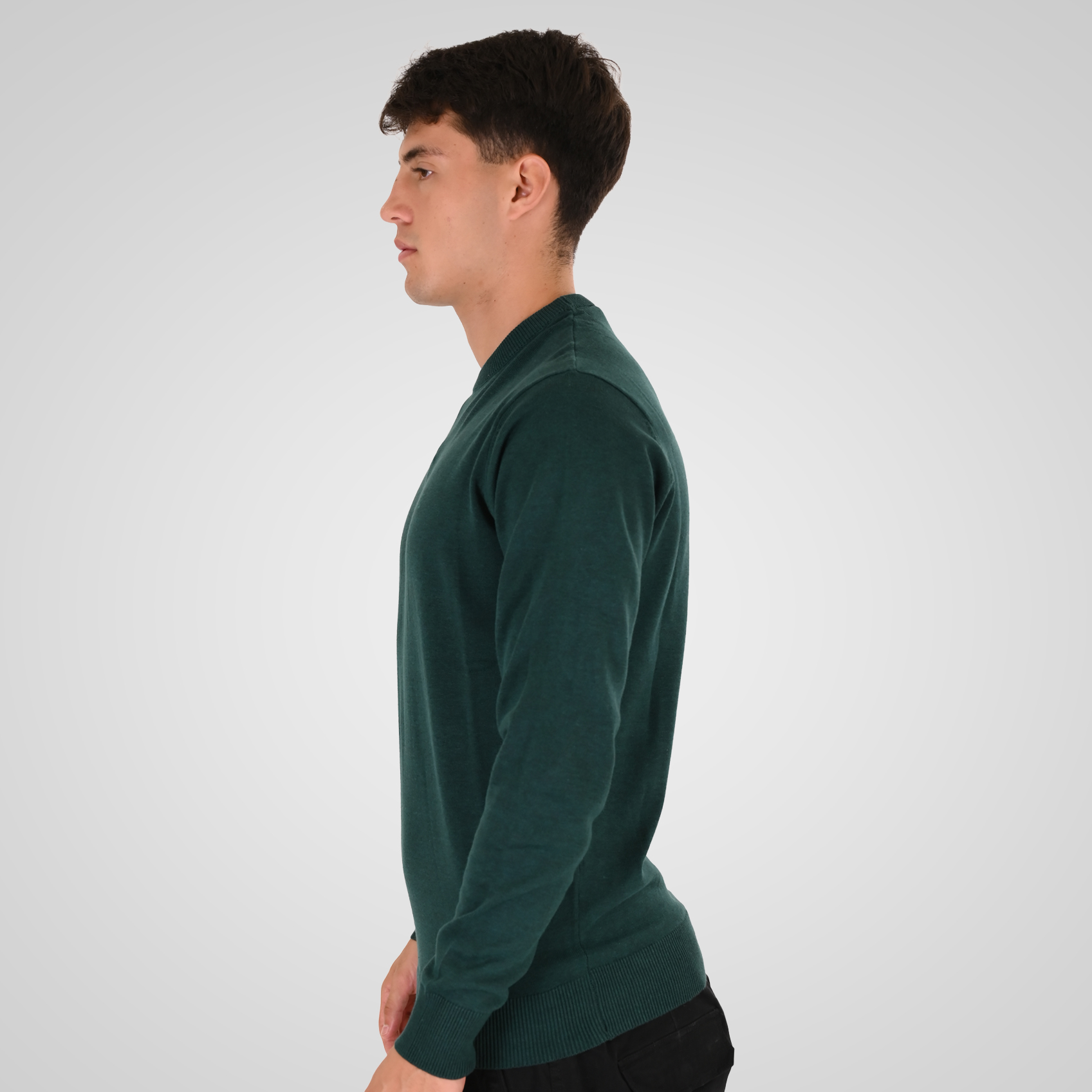 262RKNIT-8050 KNITS CREWNECK WITH DENSE EMBROIDERY PINE MELANGE - Image 3
