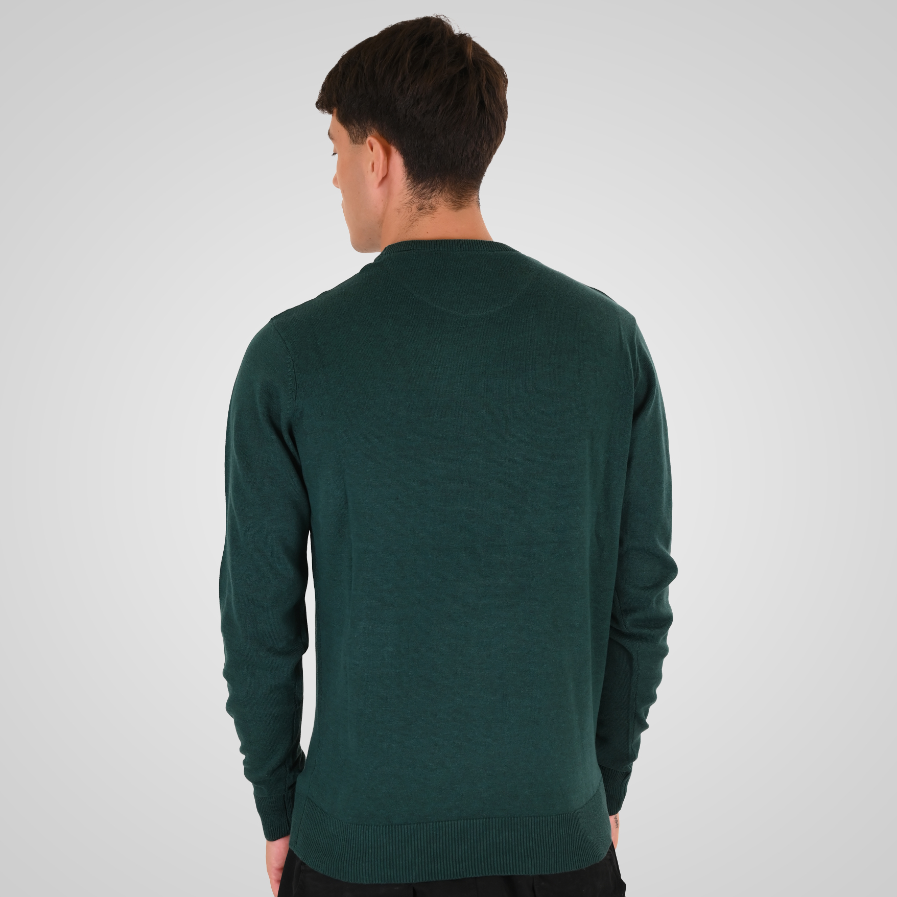 262RKNIT-8050 KNITS CREWNECK WITH DENSE EMBROIDERY PINE MELANGE - Image 4