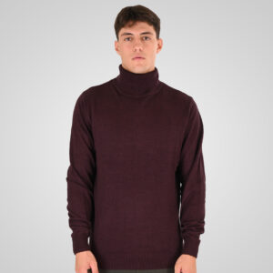 262RKNIT-8051 KNITS ROLL NECK BORDEAUX MELANGE