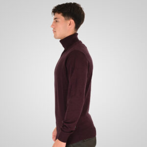 262RKNIT-8051 KNITS ROLL NECK BORDEAUX MELANGE - Image 3