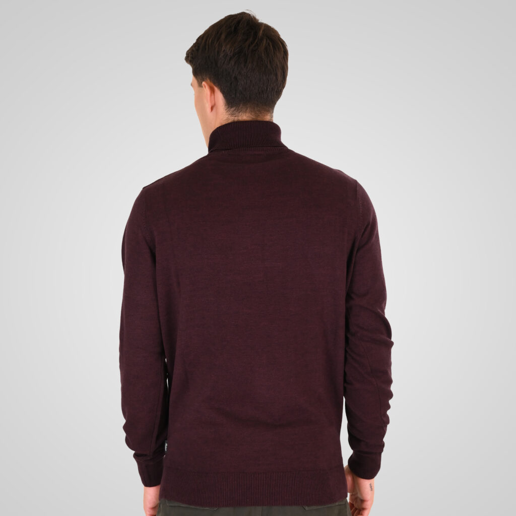 262RKNIT-8051 KNITS ROLL NECK BORDEAUX MELANGE