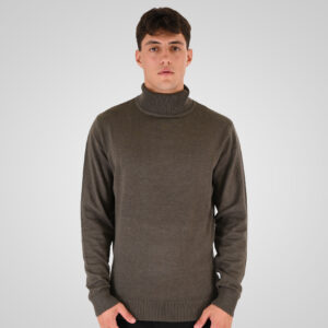 262RKNIT-8051 KNITS ROLL NECK KHAKI MELANGE