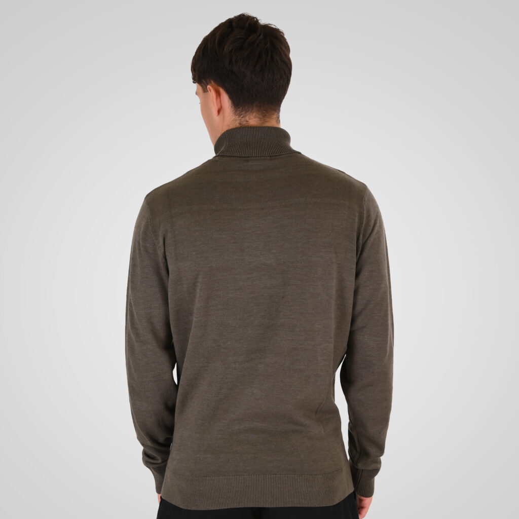 262RKNIT-8051 KNITS ROLL NECK KHAKI MELANGE