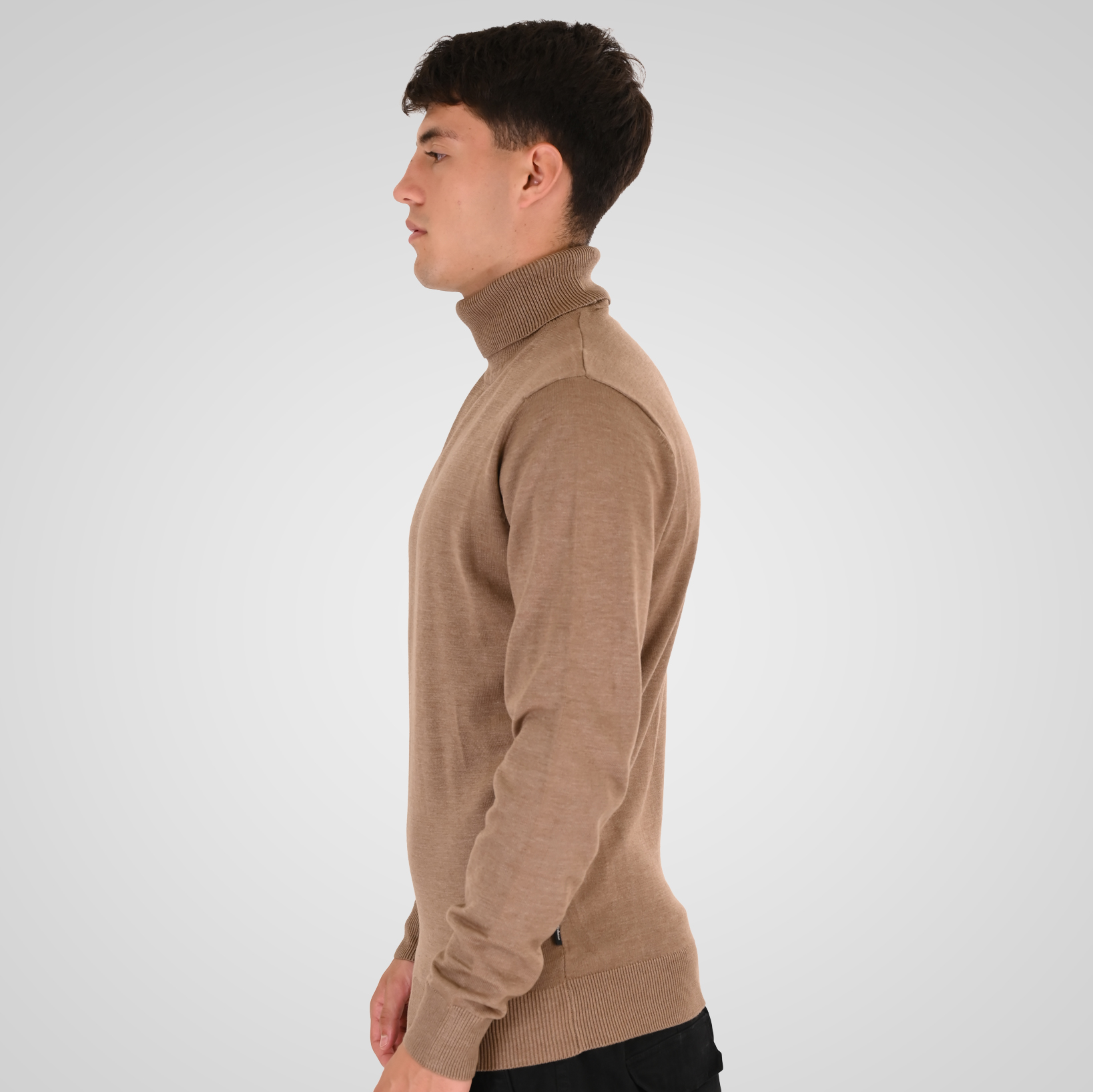 262RKNIT-8051 KNITS ROLL NECK MD BEIGE MELANGE - Image 3
