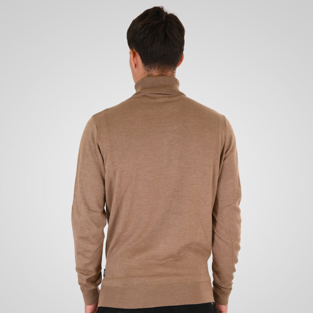 262RKNIT-8051 KNITS ROLL NECK MD BEIGE MELANGE