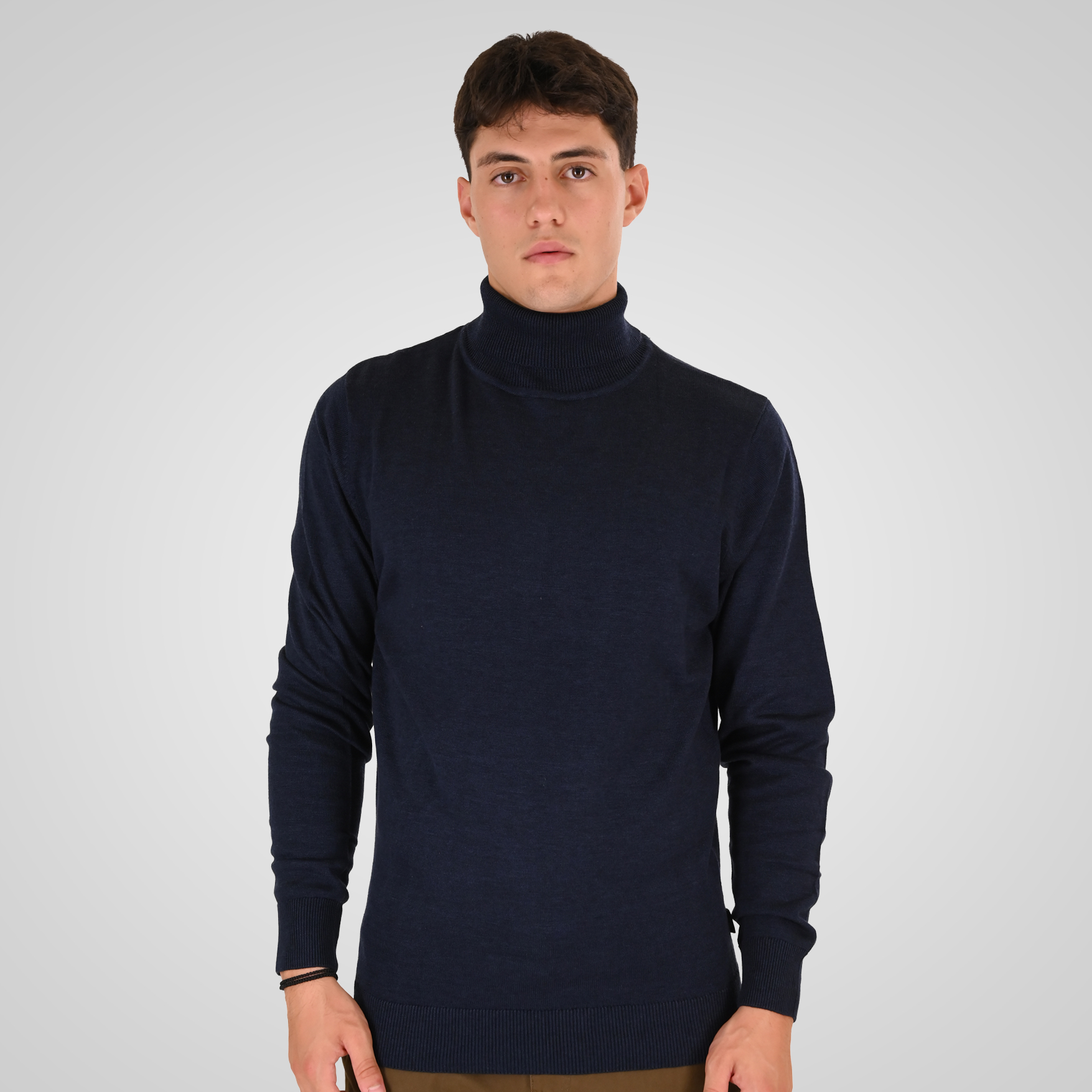262RKNIT-8051 KNITS ROLL NECK NAVY MELANGE - Image 1