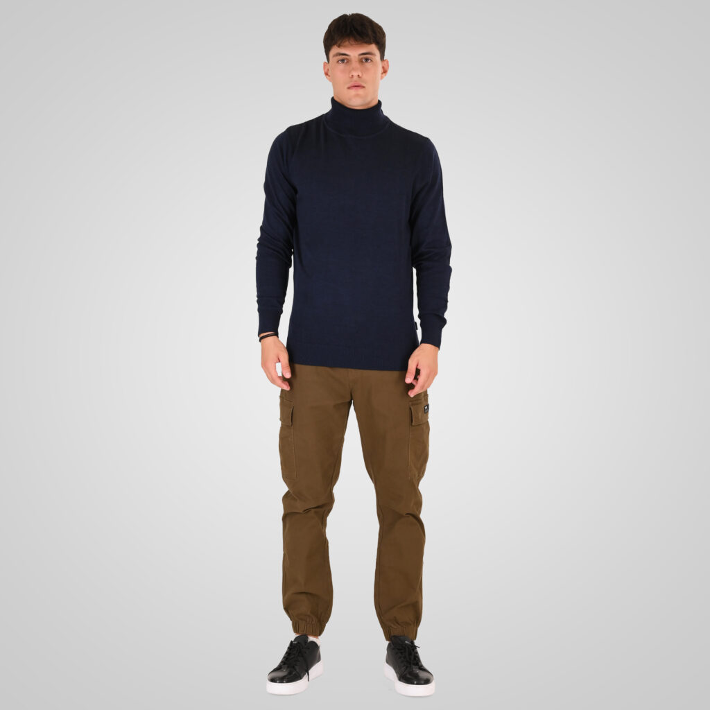 262RKNIT-8051 KNITS ROLL NECK NAVY MELANGE