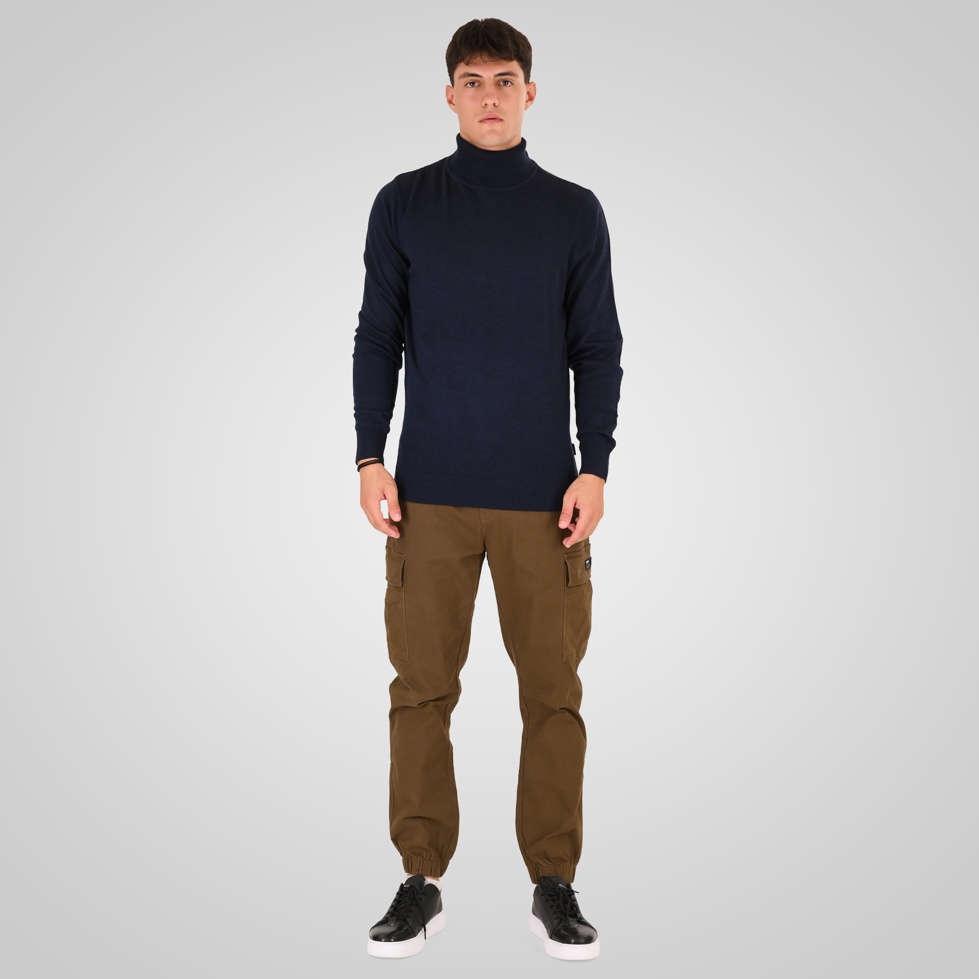 262RKNIT-8051 KNITS ROLL NECK NAVY MELANGE - Image 2