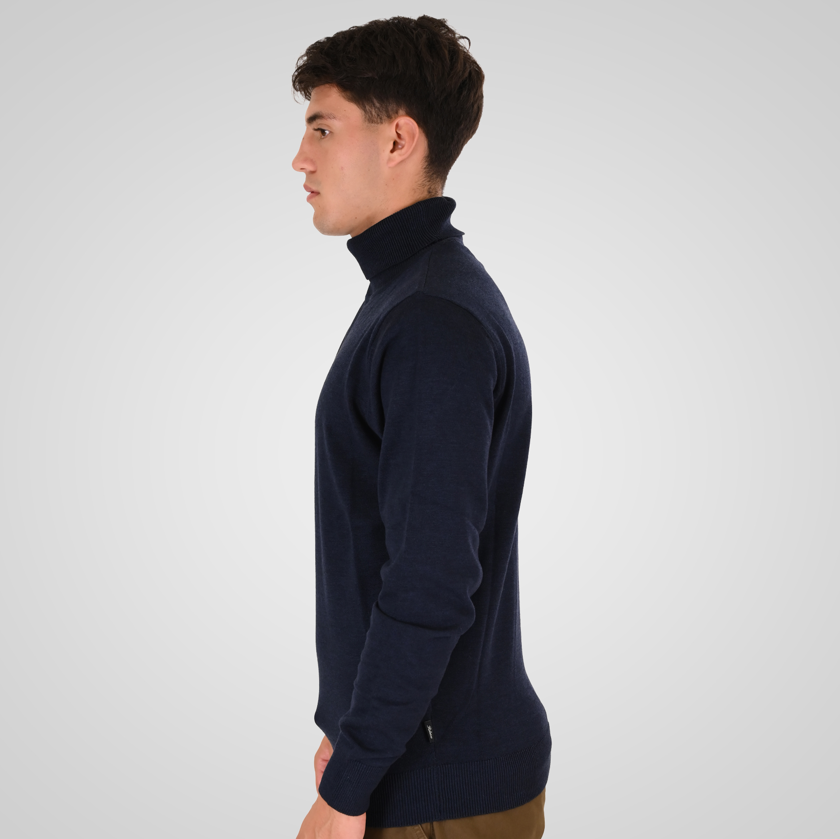 262RKNIT-8051 KNITS ROLL NECK NAVY MELANGE - Image 3
