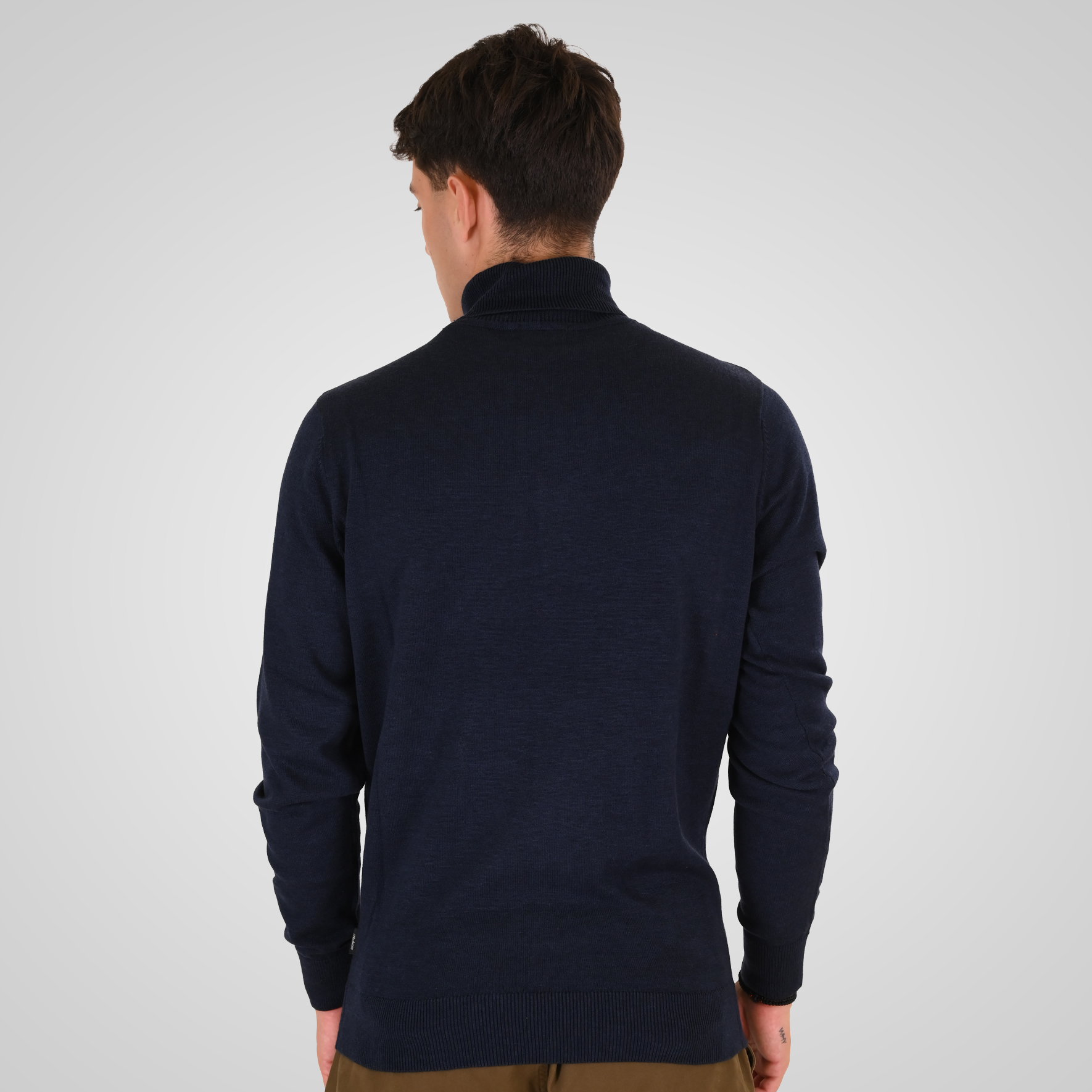262RKNIT-8051 KNITS ROLL NECK NAVY MELANGE - Image 4