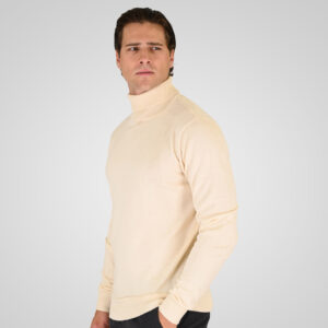 262RKNIT-8051 KNITS ROLL NECK OFF WHITE MELANGE - Image 3
