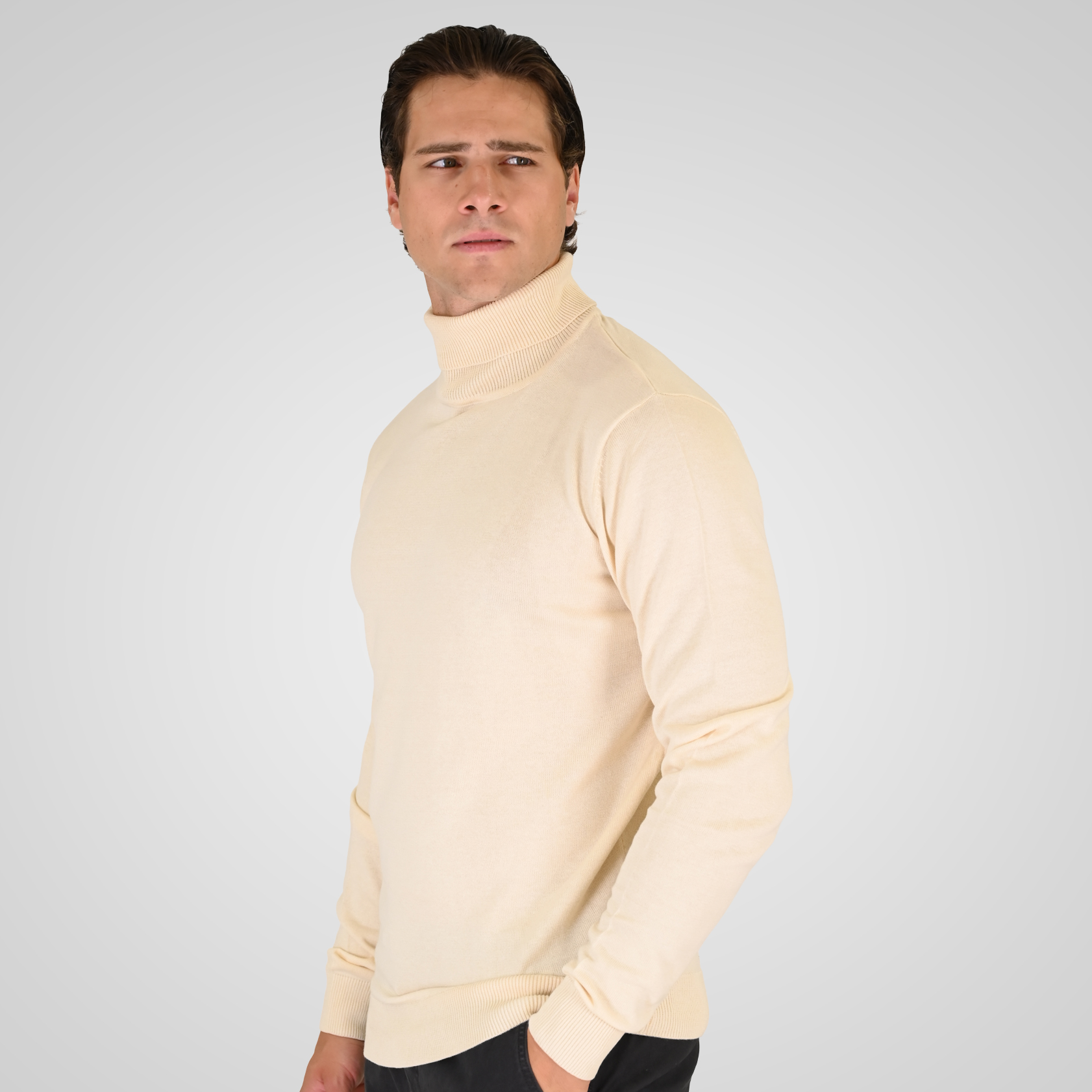 262RKNIT-8051 KNITS ROLL NECK OFF WHITE MELANGE - Image 3