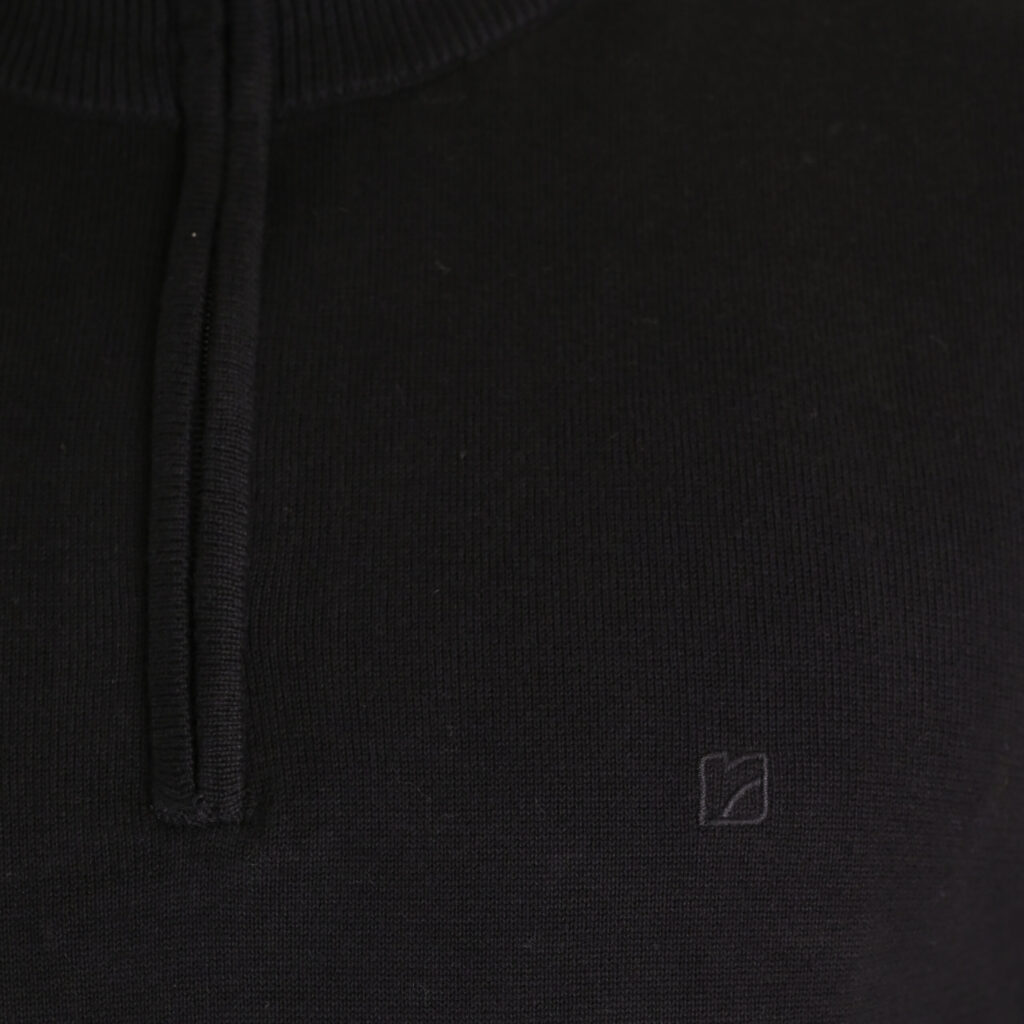 262RKNIT-8052 KNITS HALF-ZIP WITH DENSE EMBROIDERY BLACK