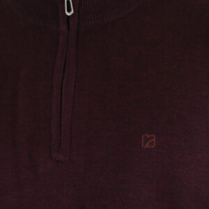 262RKNIT-8052 KNITS HALF-ZIP WITH DENSE EMBROIDERY BORDEAUX MELANGE - Image 5