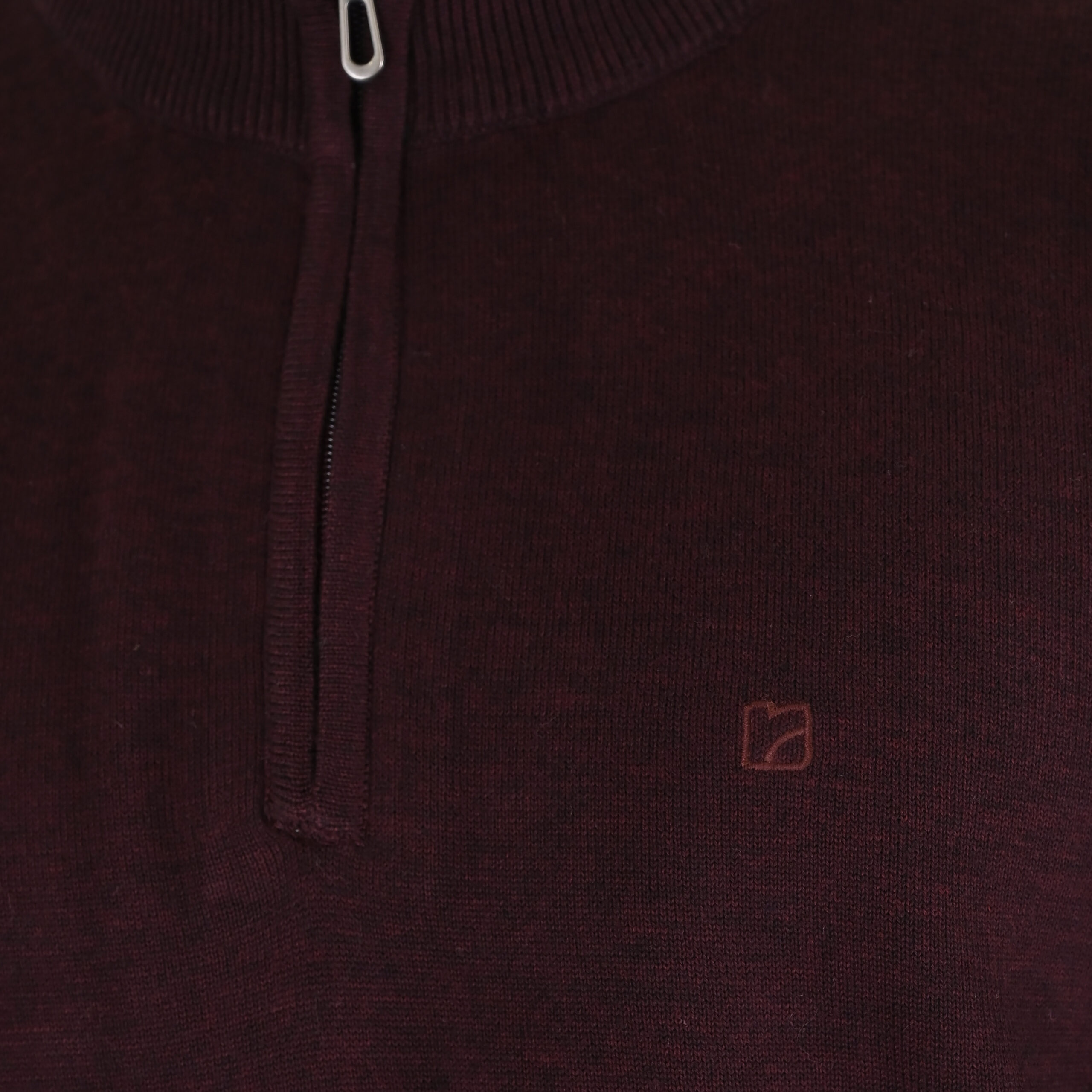 262RKNIT-8052 KNITS HALF-ZIP WITH DENSE EMBROIDERY BORDEAUX MELANGE - Image 5