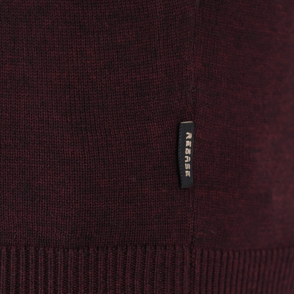 262RKNIT-8052 KNITS HALF-ZIP WITH DENSE EMBROIDERY BORDEAUX MELANGE
