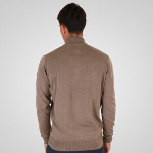 262RKNIT-8052 KNITS HALF-ZIP WITH DENSE EMBROIDERY CIGAR MELANGE - Image 4