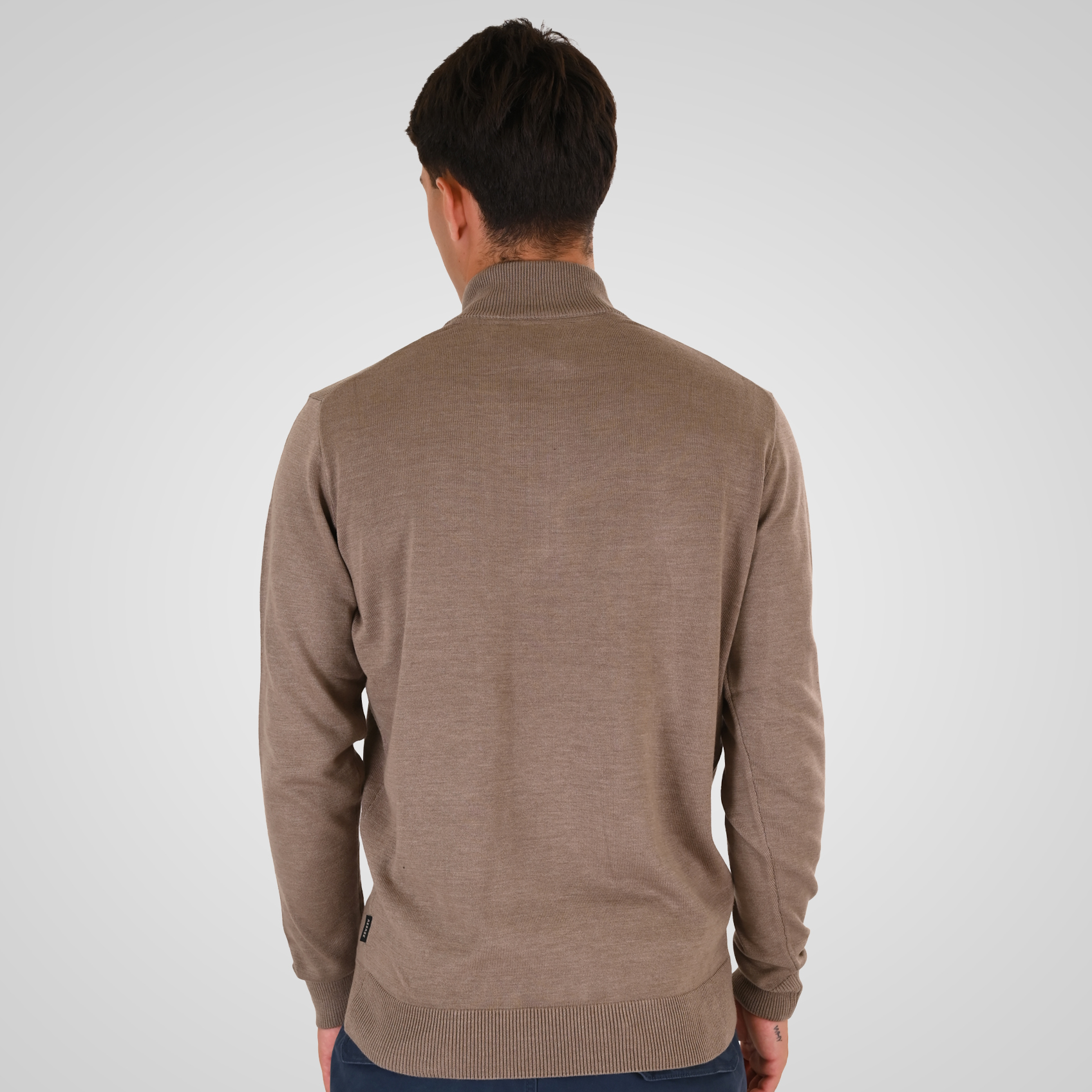 262RKNIT-8052 KNITS HALF-ZIP WITH DENSE EMBROIDERY CIGAR MELANGE - Image 4