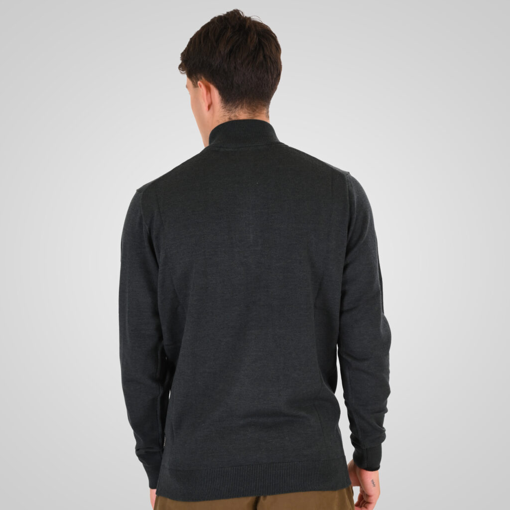 262RKNIT-8052 KNITS HALF-ZIP WITH DENSE EMBROIDERY FOREST GREEN MELANGE