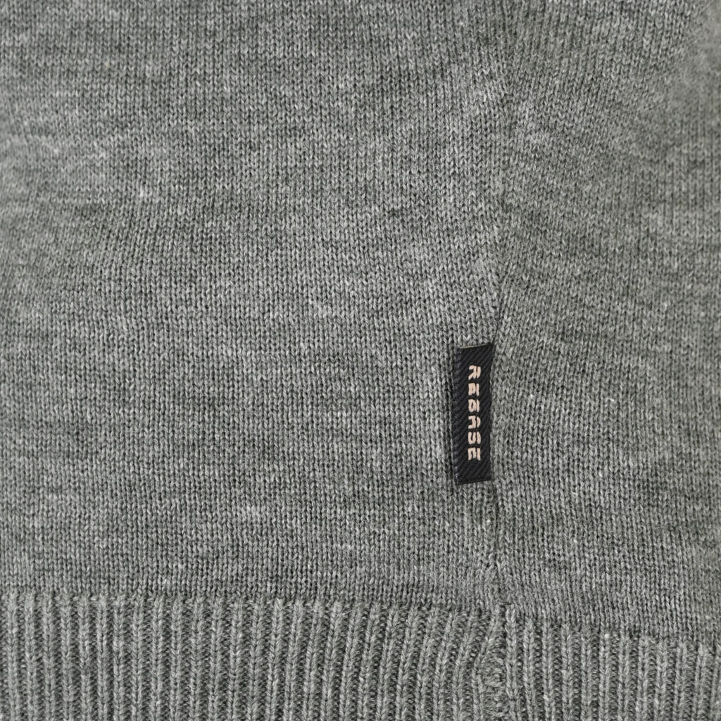 262RKNIT-8052 KNITS HALF-ZIP WITH DENSE EMBROIDERY GREY GREEN MELANGE