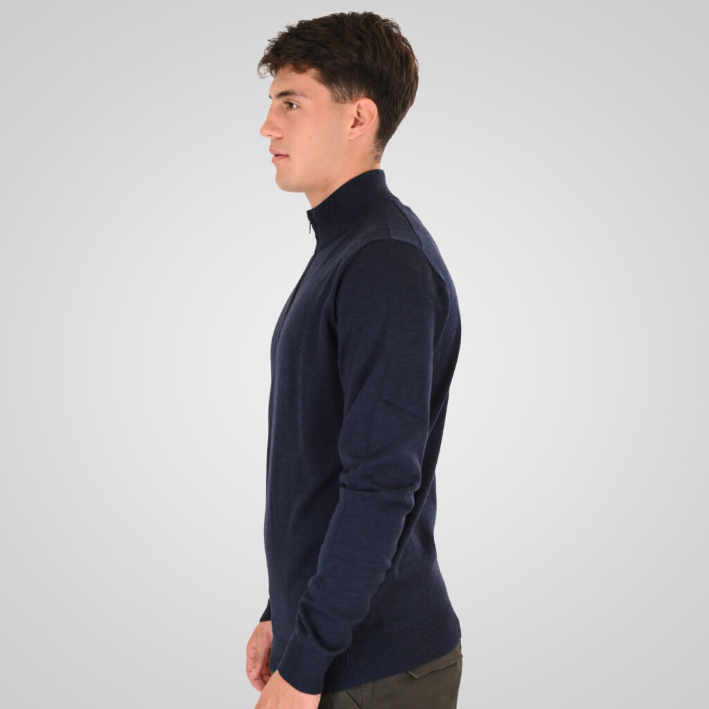 262RKNIT-8052 KNITS HALF-ZIP WITH DENSE EMBROIDERY NAVY MELANGE