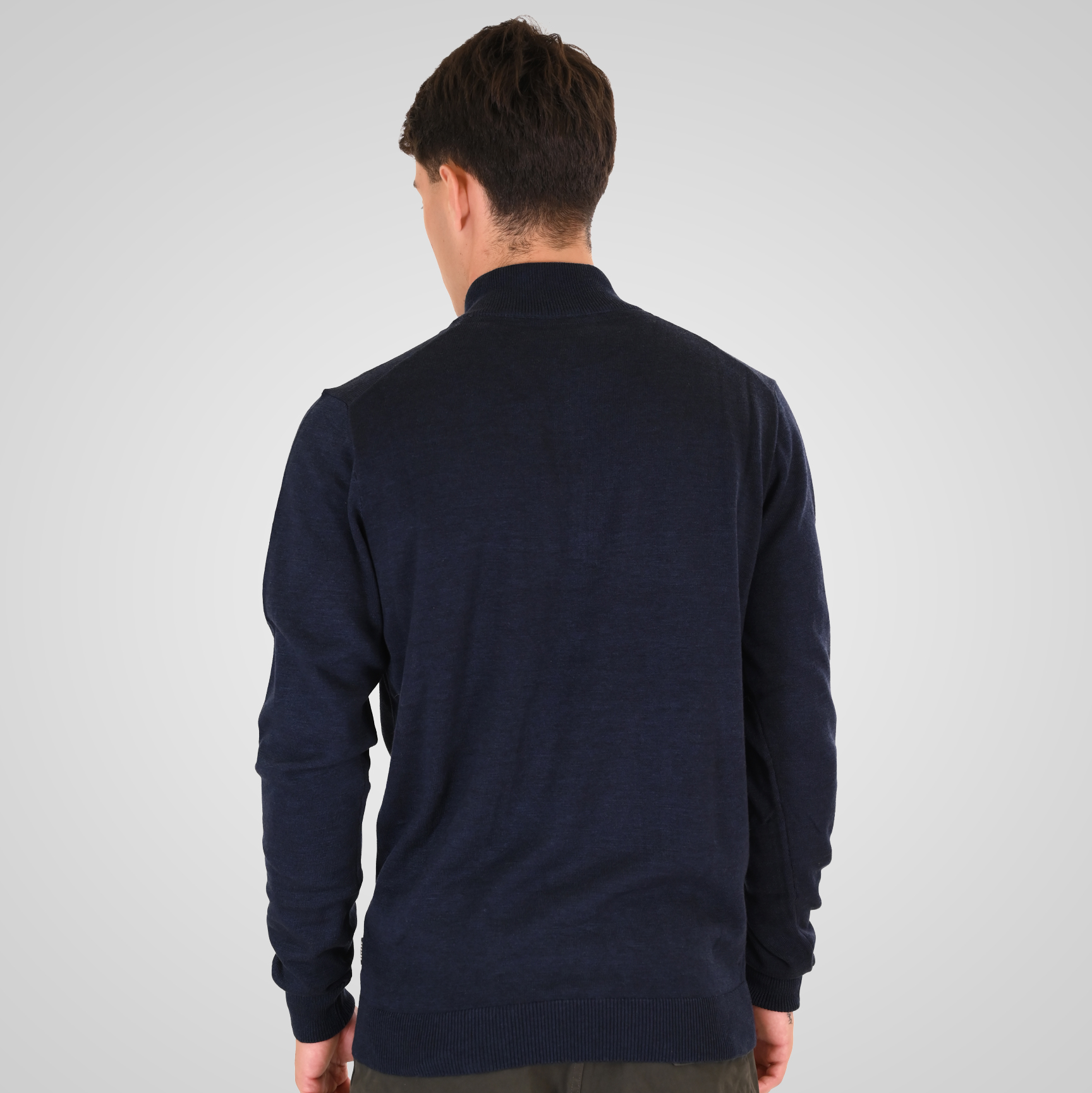 262RKNIT-8052 KNITS HALF-ZIP WITH DENSE EMBROIDERY NAVY MELANGE - Image 3
