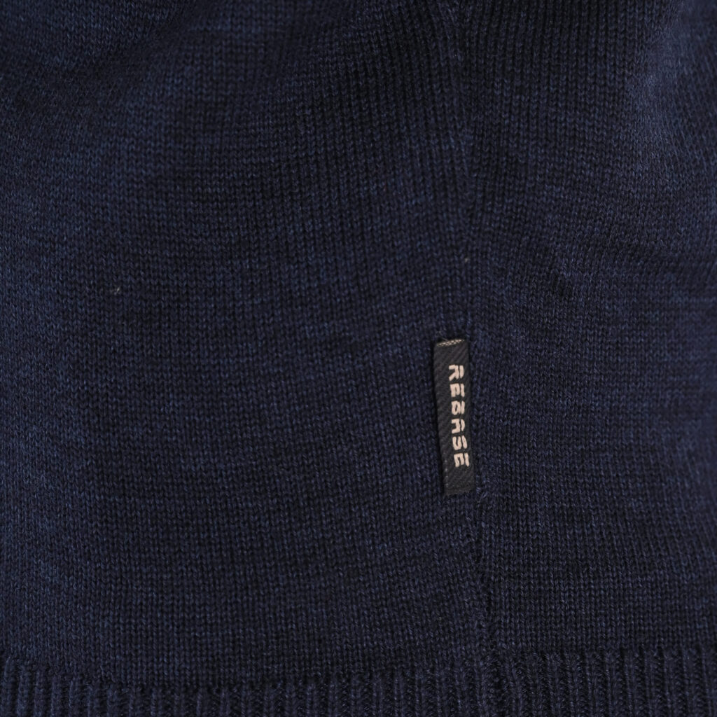 262RKNIT-8052 KNITS HALF-ZIP WITH DENSE EMBROIDERY NAVY MELANGE