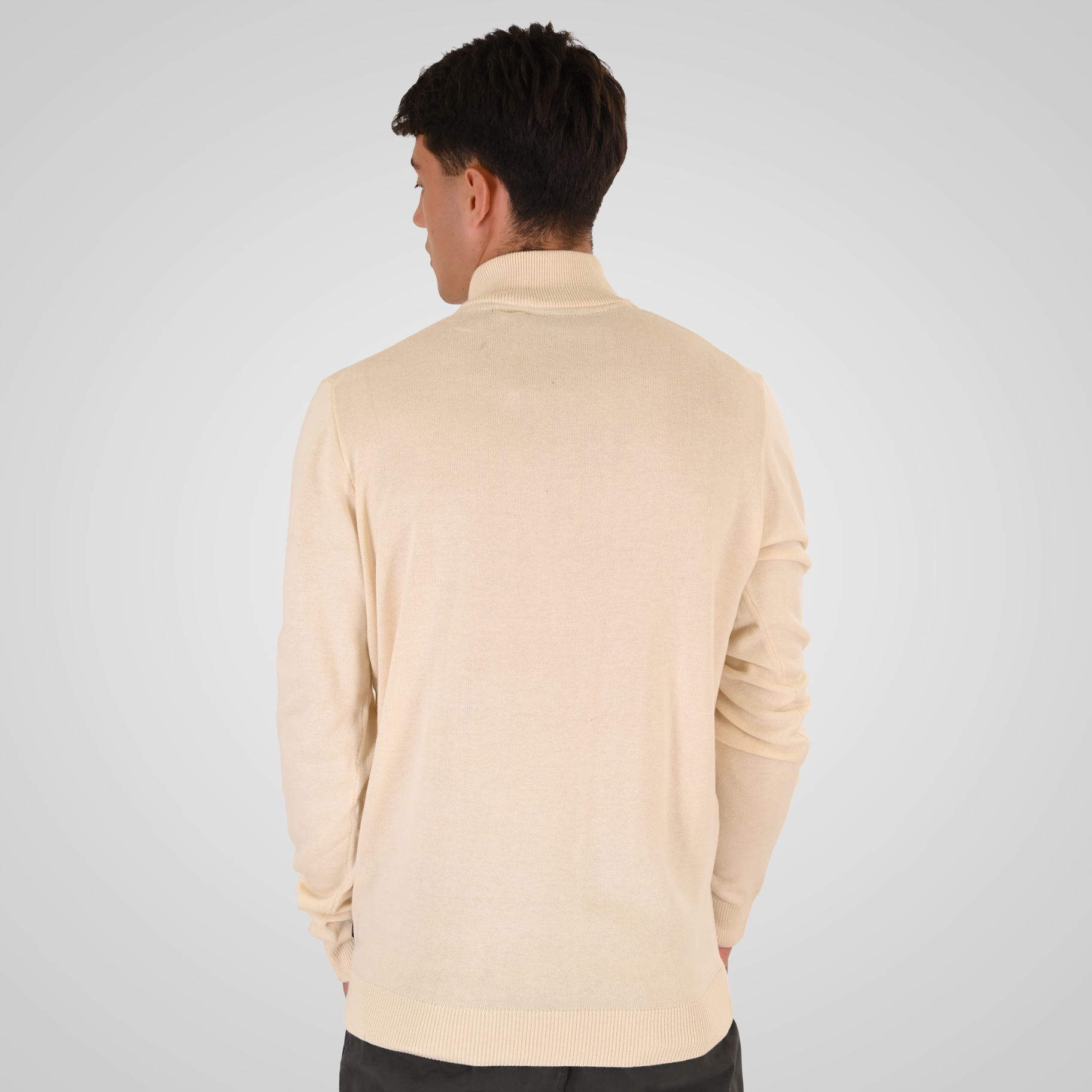 262RKNIT-8052 KNITS HALF-ZIP WITH DENSE EMBROIDERY OFF WHITE MELANGE - Image 4