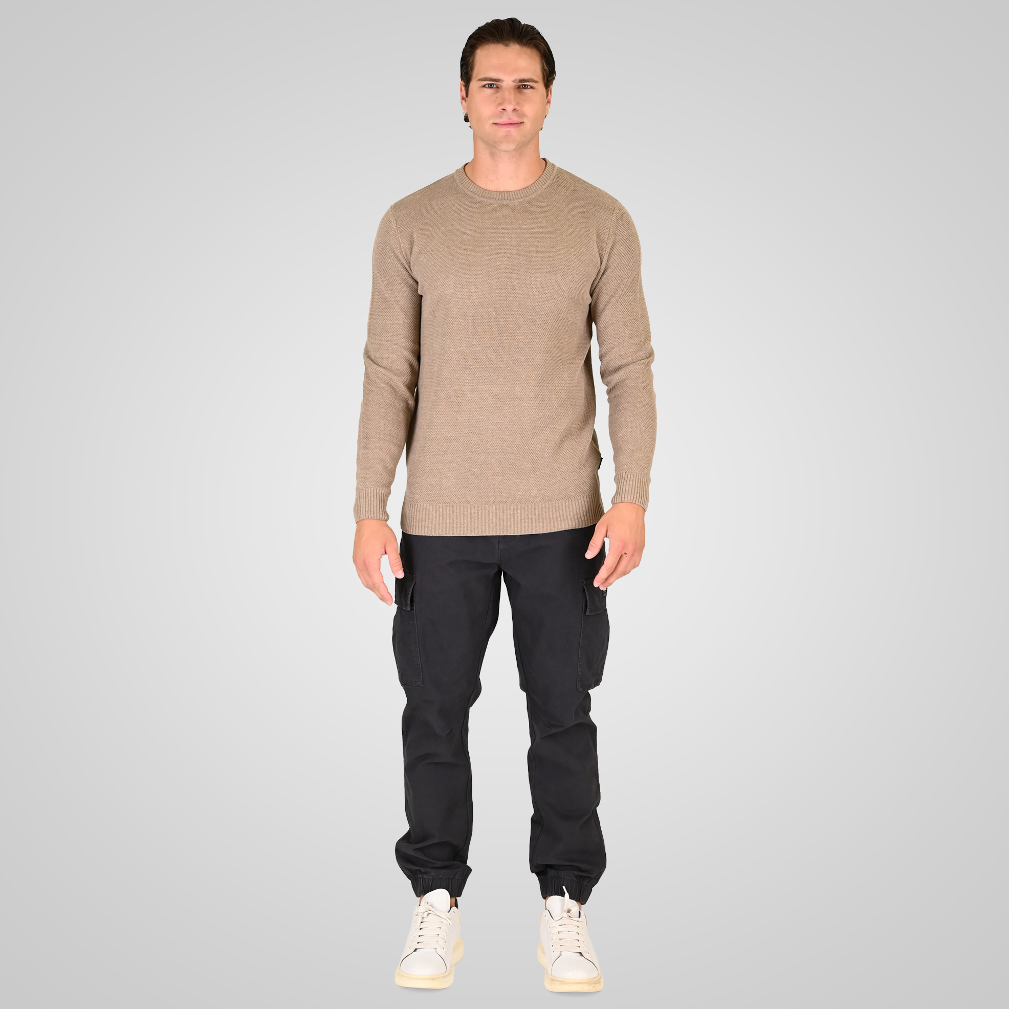262RKNIT-8053 KNITS CREWNECK (SPECIAL KNITTING) BEIGE MELANGE - Image 2
