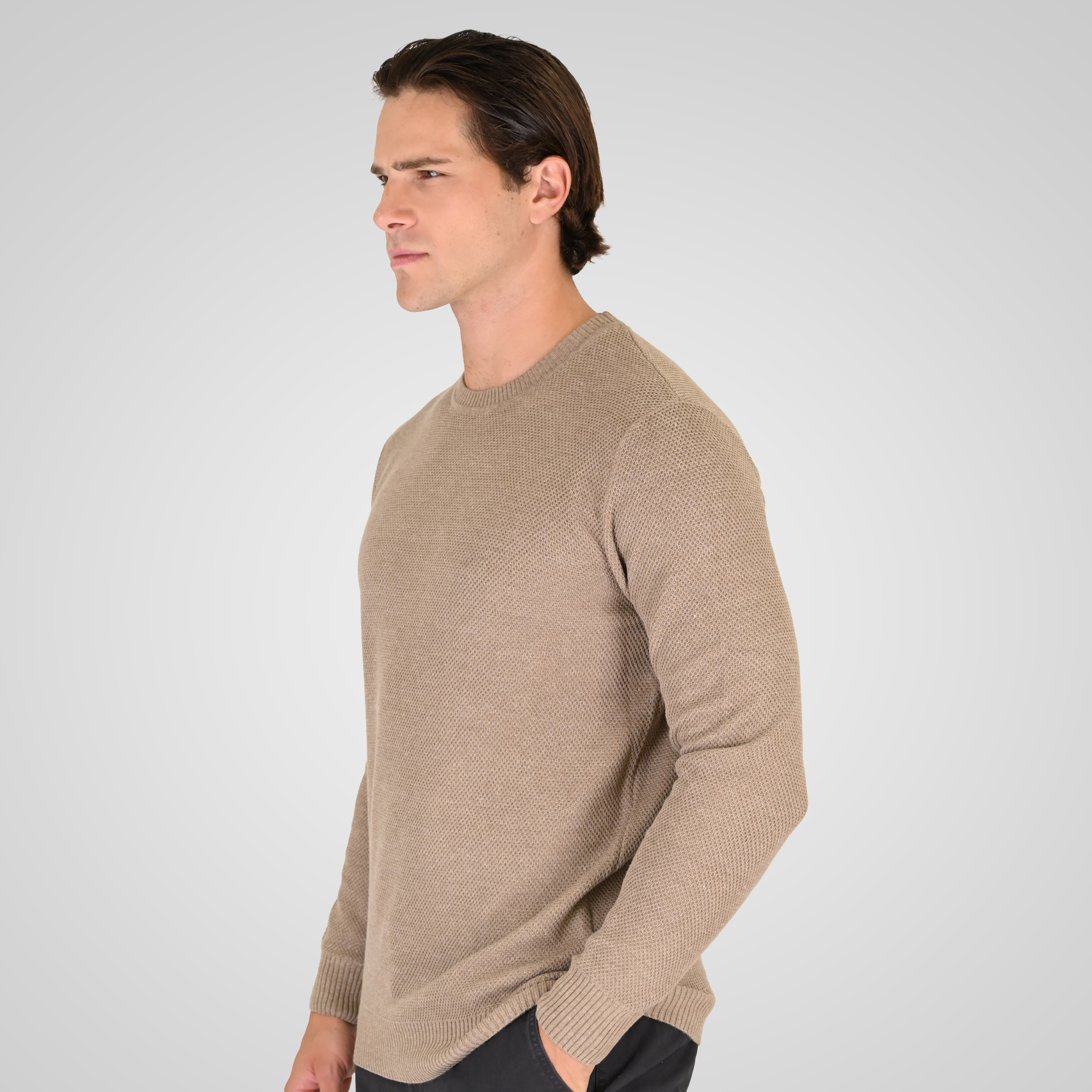 262RKNIT-8053 KNITS CREWNECK (SPECIAL KNITTING) BEIGE MELANGE - Image 3