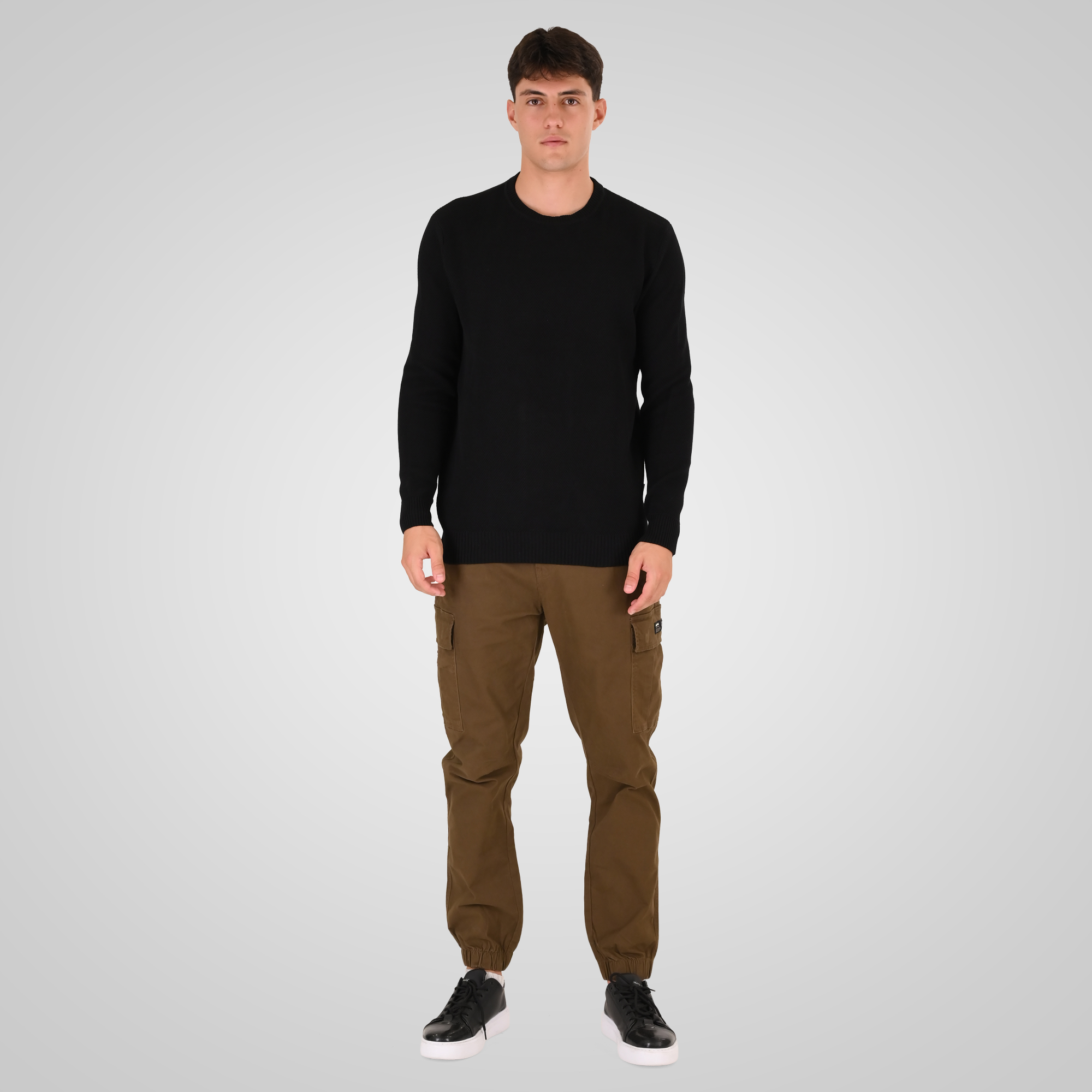 262RKNIT-8053 KNITS CREWNECK (SPECIAL KNITTING) BLACK - Image 2