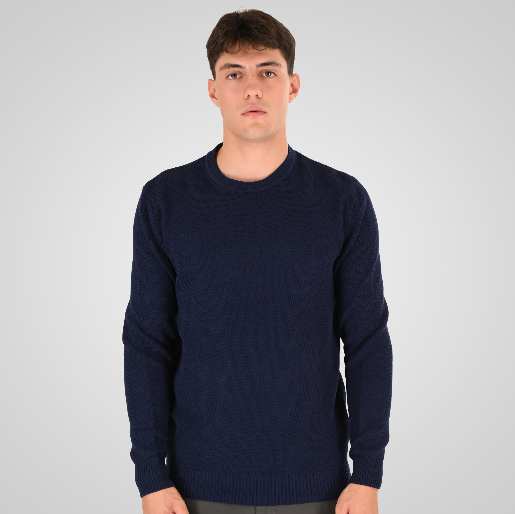 262RKNIT-8053 KNITS CREWNECK (SPECIAL KNITTING) BLUE MARINE - Image 1