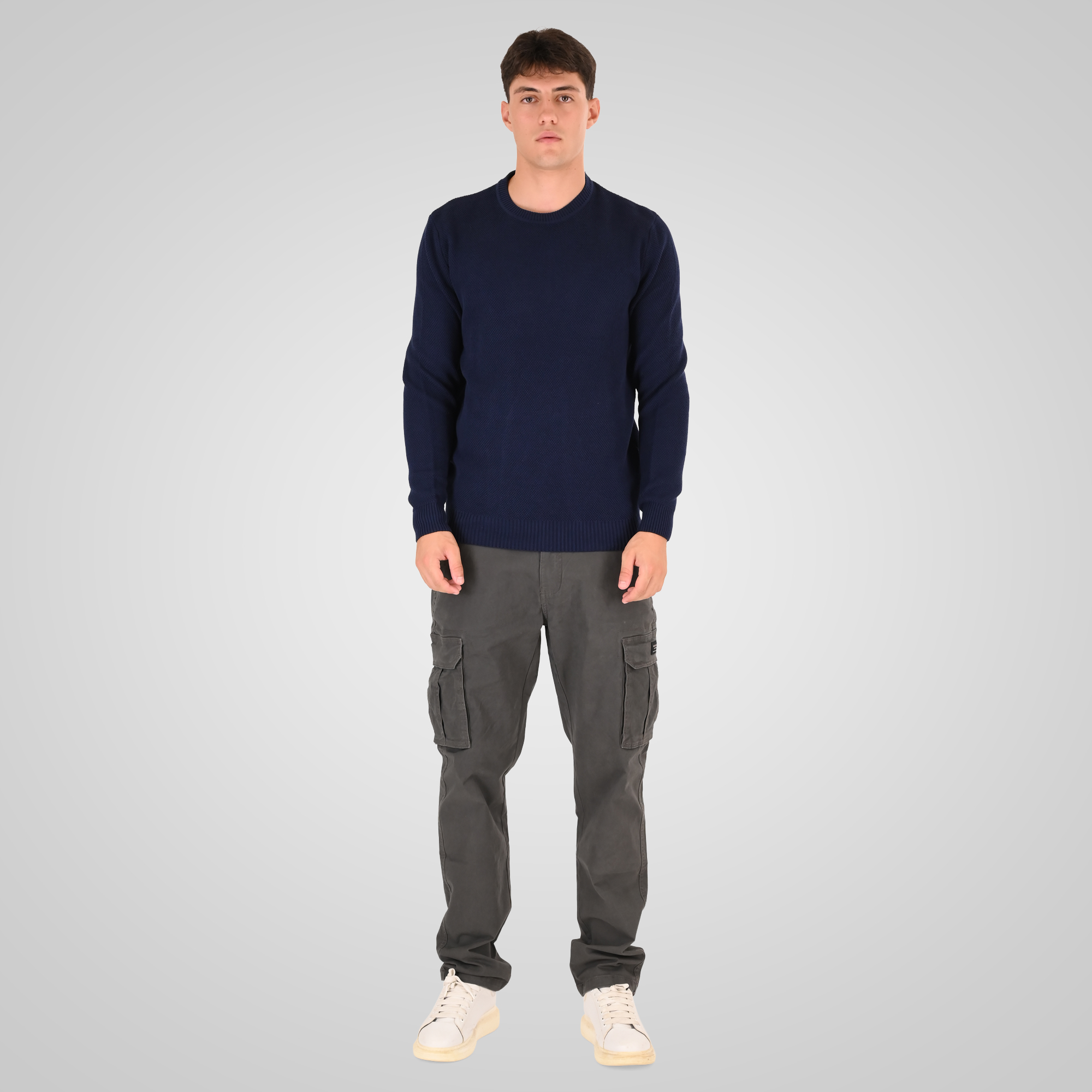 262RKNIT-8053 KNITS CREWNECK (SPECIAL KNITTING) BLUE MARINE - Image 2
