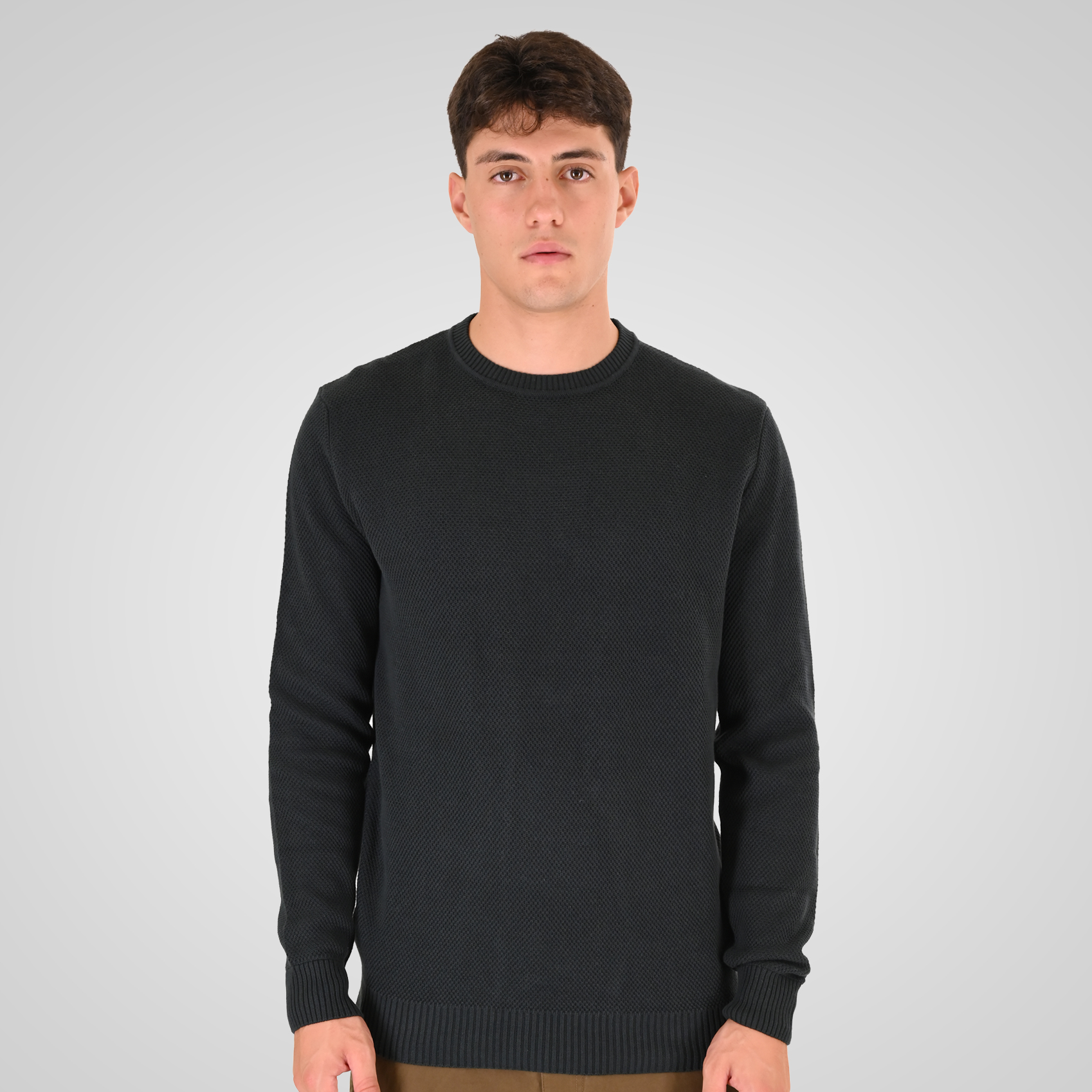 262RKNIT-8053 KNITS CREWNECK (SPECIAL KNITTING) DEEP FOREST - Image 1
