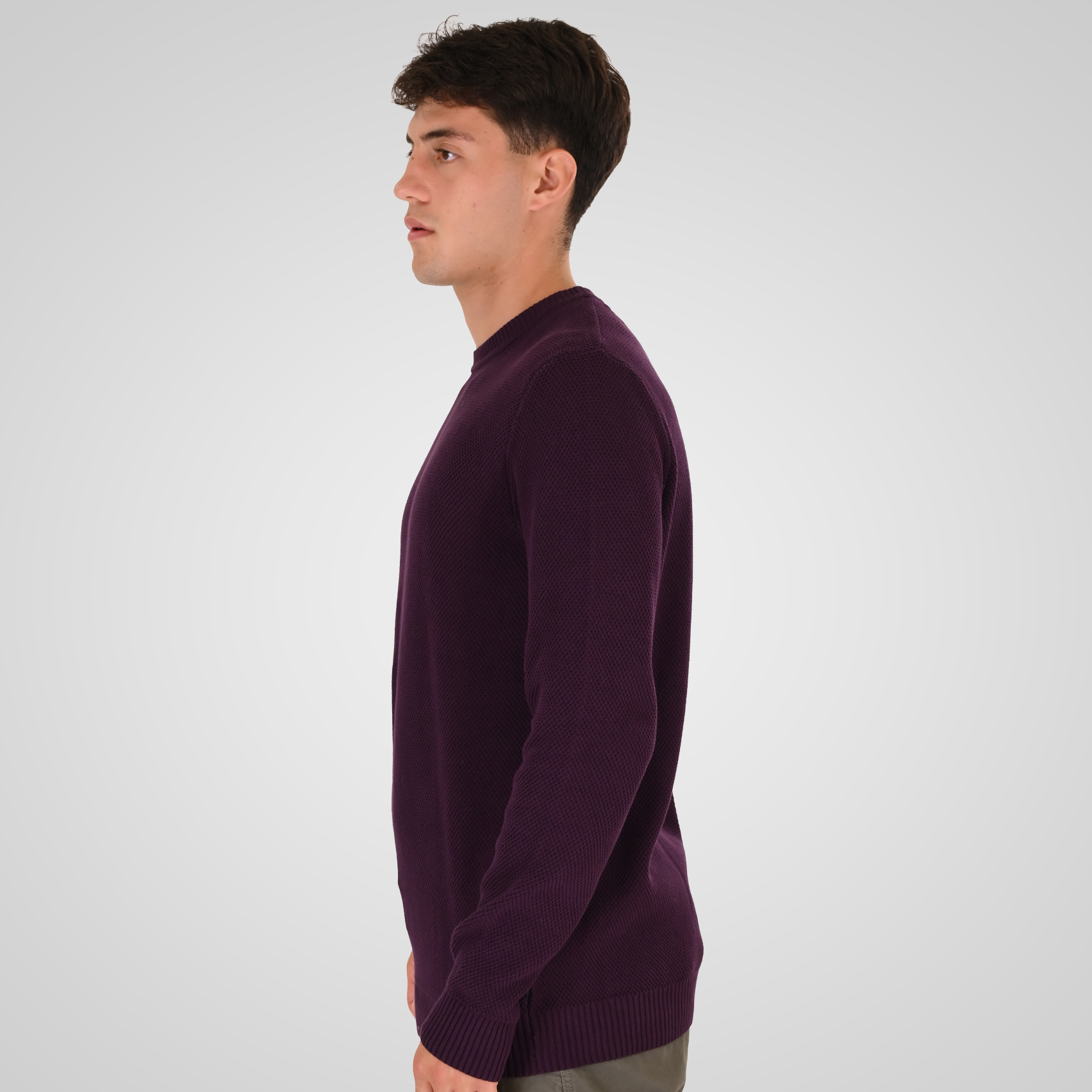 262RKNIT-8053 KNITS CREWNECK (SPECIAL KNITTING) DK RASPBERRY - Image 3